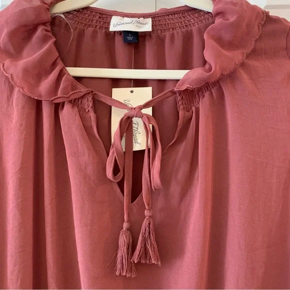Universal Thread Long Sleeve Lined with Tassels Dusty Rose Blouse NWT Size S - Picture 6 of 15